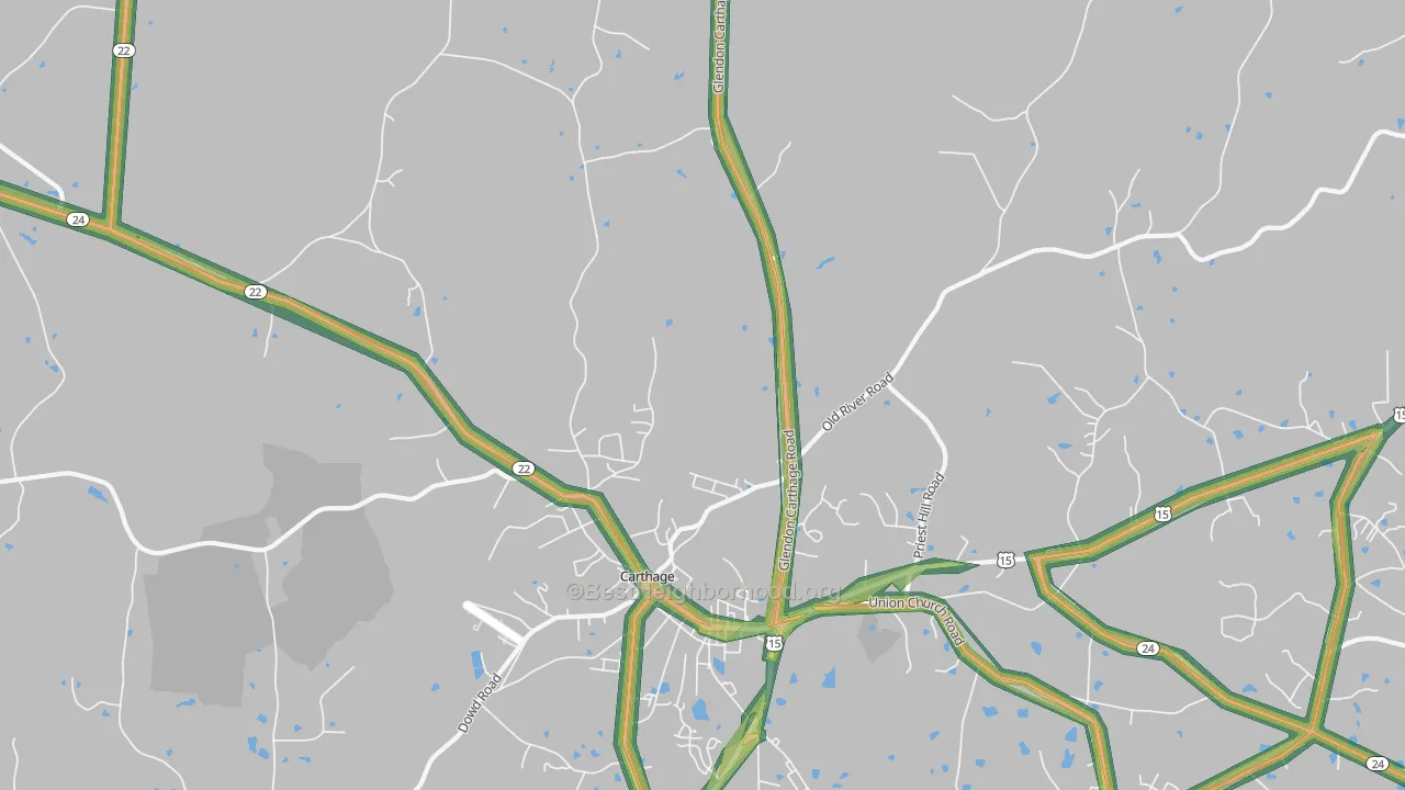 Eastwood, NC Map of Noise Levels in Eastwood