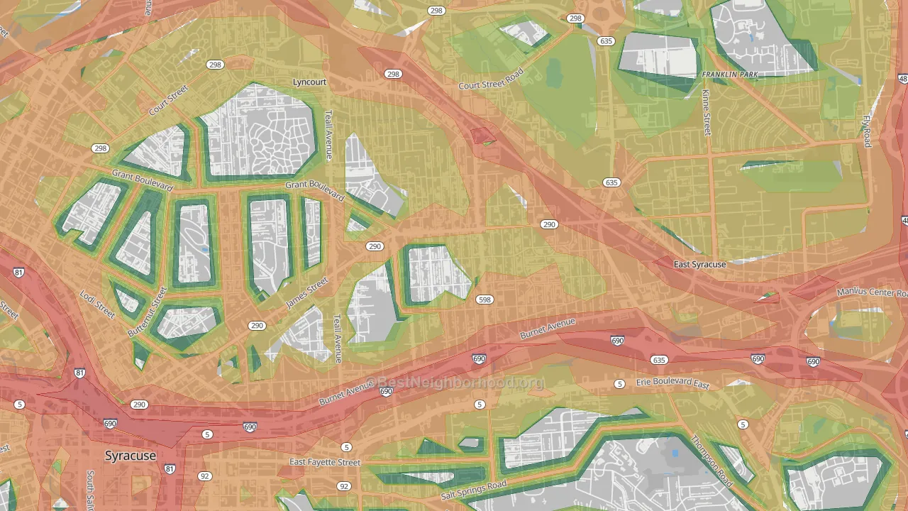 Eastwood, Syracuse, NY Map of Noise Levels in Eastwood