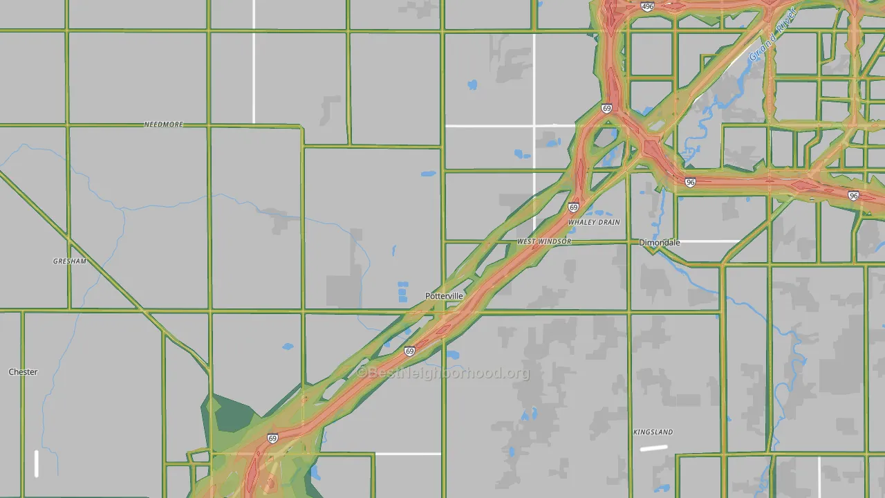 Eaton County, MI Map of Noise Levels in Eaton County