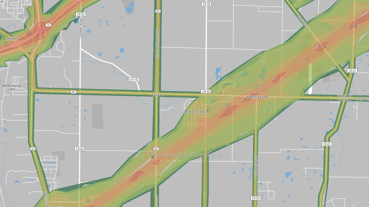 Eaton Estates, OH Map of Noise Levels in Eaton Estates