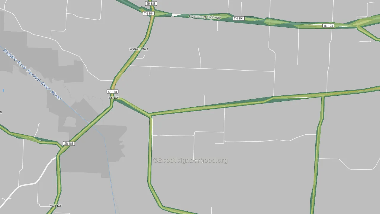 Eaton, TN Map of Noise Levels in Eaton