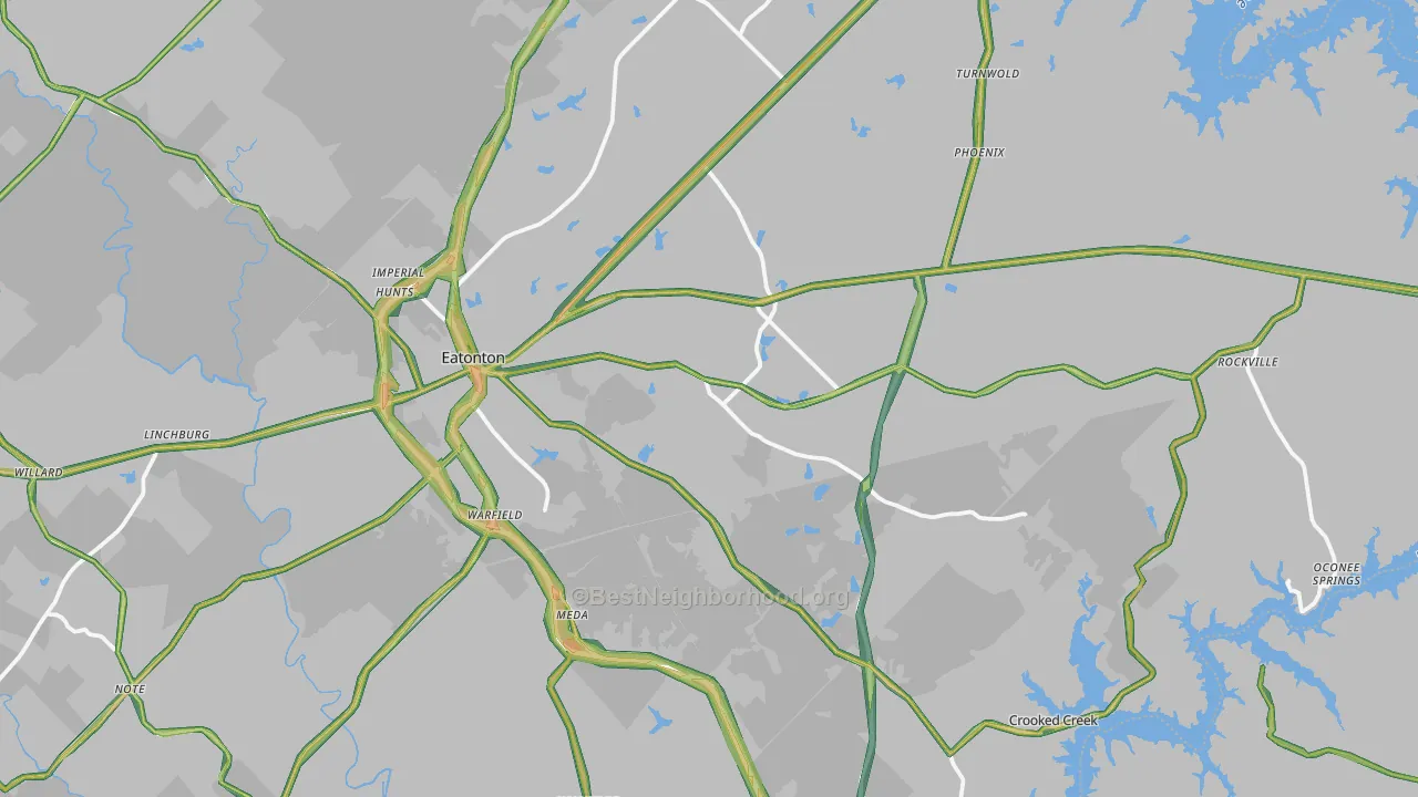 Eatonton, GA Map of Noise Levels in Eatonton