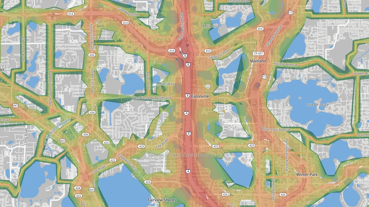 Eatonville, FL Map of Noise Levels in Eatonville