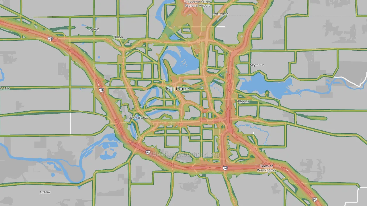 Eau Claire, WI Map of Noise Levels in Eau Claire