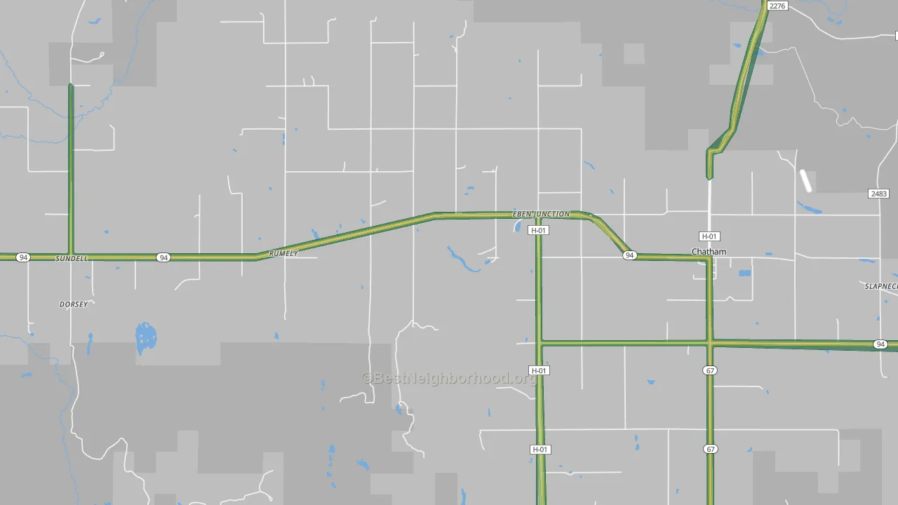 Eben Junction, MI Map of Noise Levels in Eben Junction