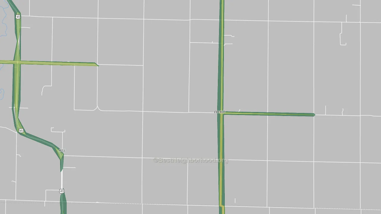 Eberle, IL Map of Noise Levels in Eberle