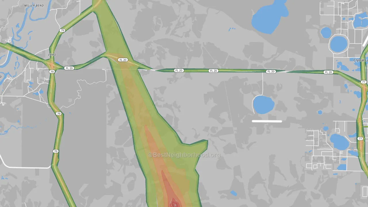 Ebro, FL Map of Noise Levels in Ebro