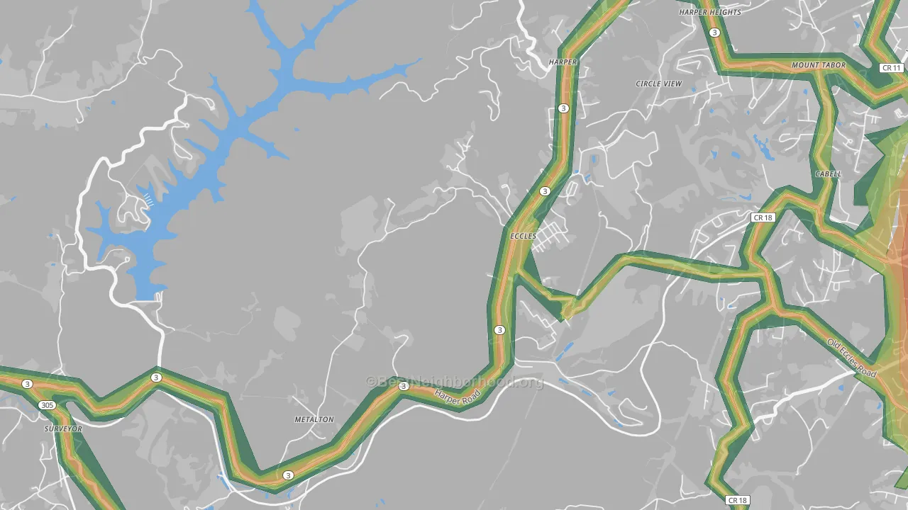 Eccles, WV Map of Noise Levels in Eccles