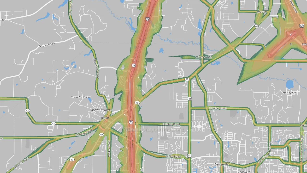 Echeconnee, GA Map of Noise Levels in Echeconnee
