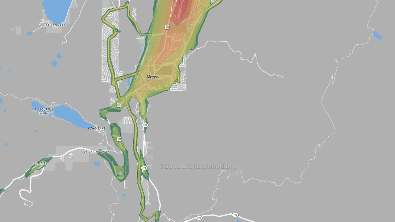 Echo Lake, CA Map of Noise Levels in Echo Lake