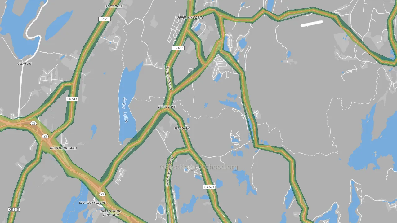 Echo Lake, NJ Map of Noise Levels in Echo Lake