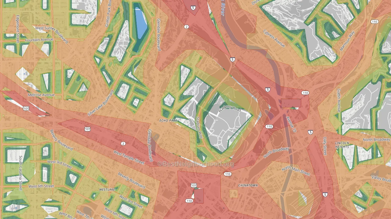 Echo Park, Los Angeles, CA Map of Noise Levels in Echo Park