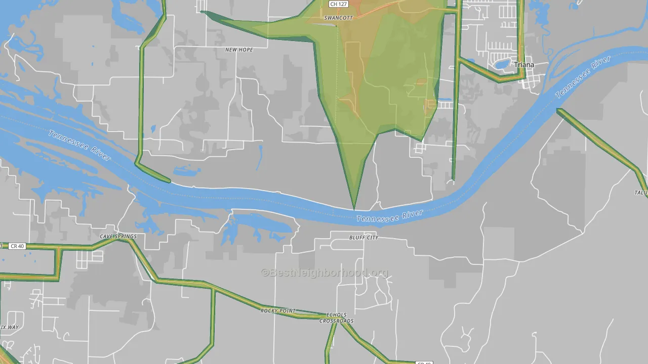 Echols Crossroads, AL Map of Noise Levels in Echols Crossroads