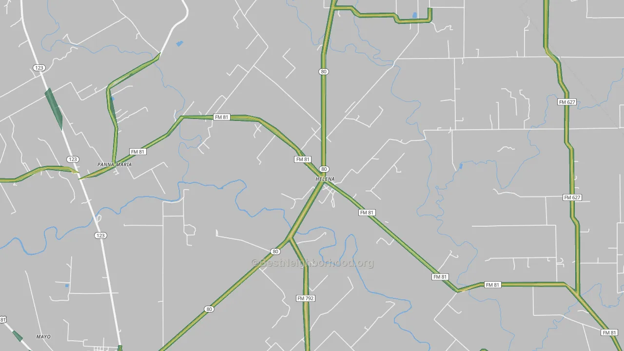 Ecleto, TX Map of Noise Levels in Ecleto