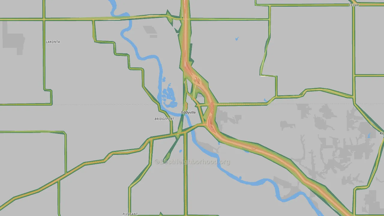 Eddyville, IA Map of Noise Levels in Eddyville
