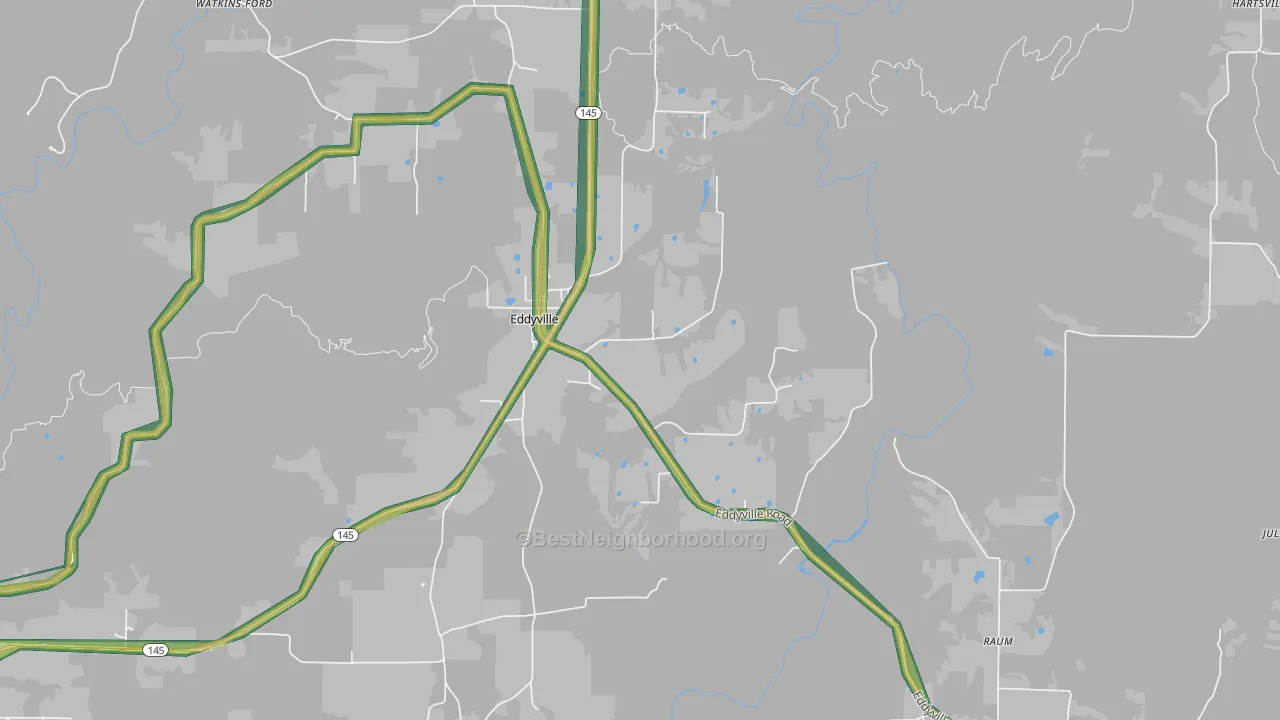Eddyville, IL Map of Noise Levels in Eddyville