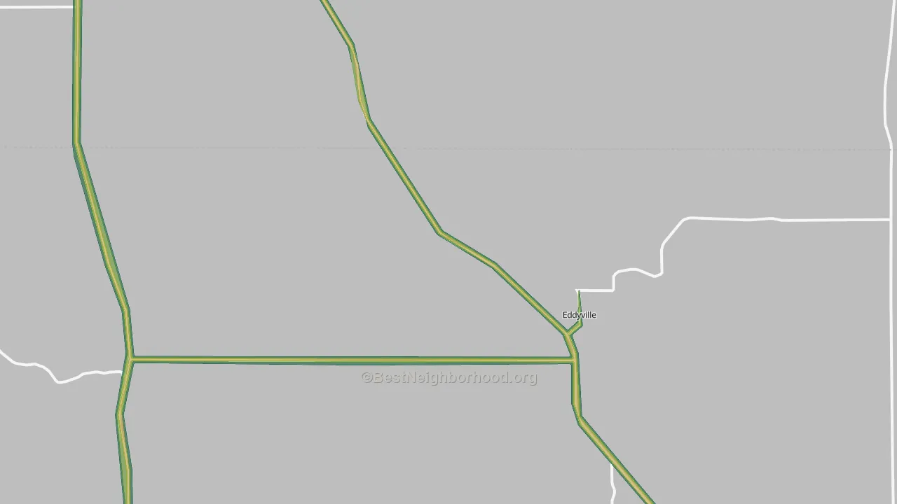 Eddyville, NE Map of Noise Levels in Eddyville