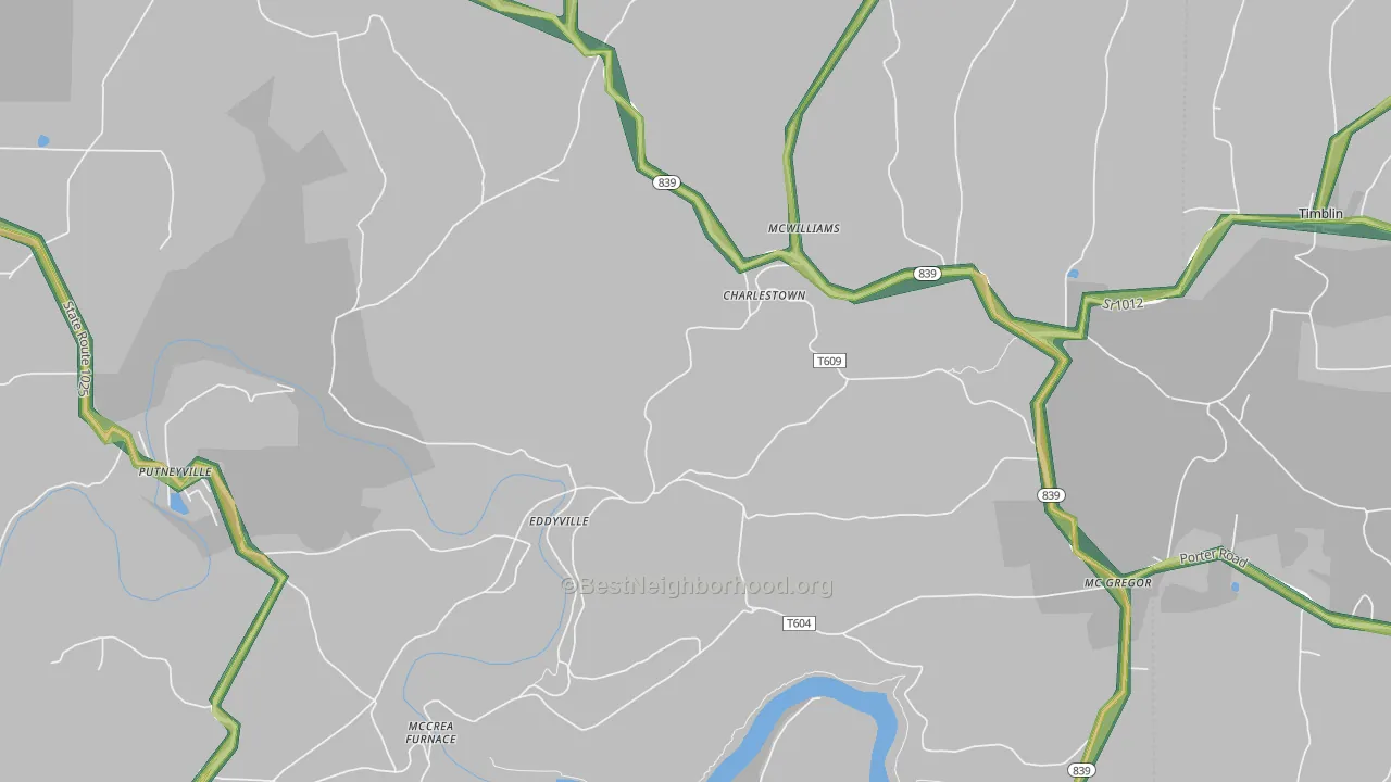 Eddyville, PA Map of Noise Levels in Eddyville