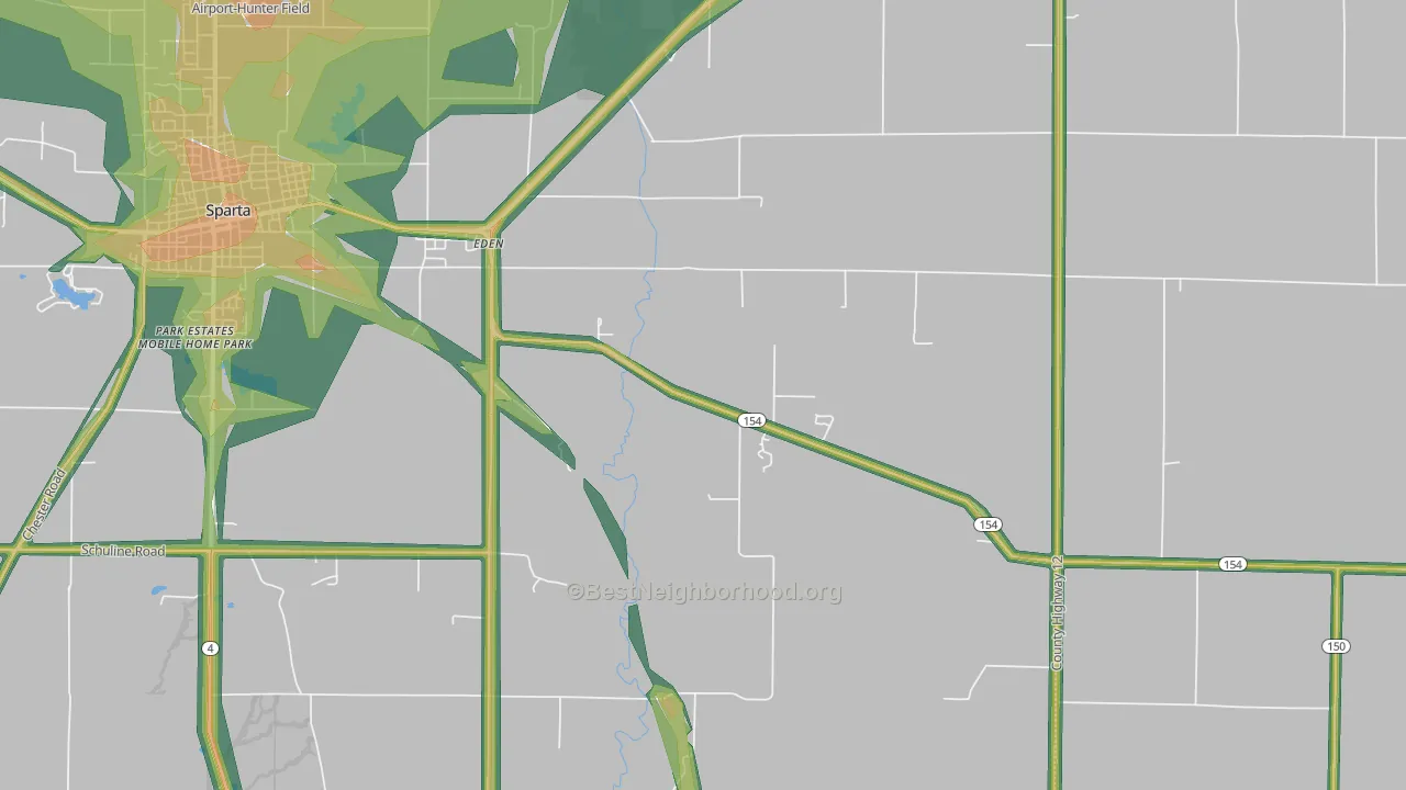 Eden, IL Map of Noise Levels in Eden