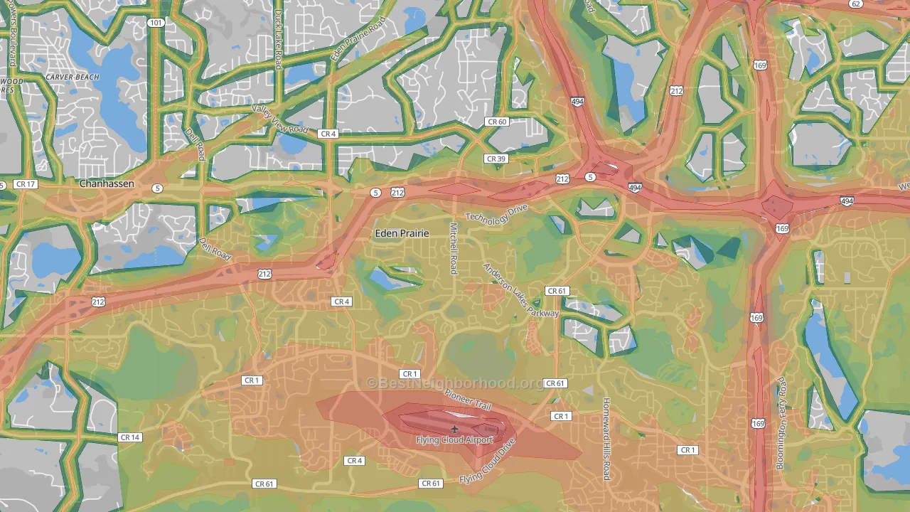 Eden Prairie, MN Map of Noise Levels in Eden Prairie
