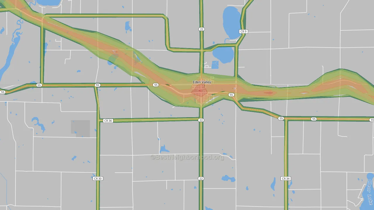 Eden Valley, MN Map of Noise Levels in Eden Valley