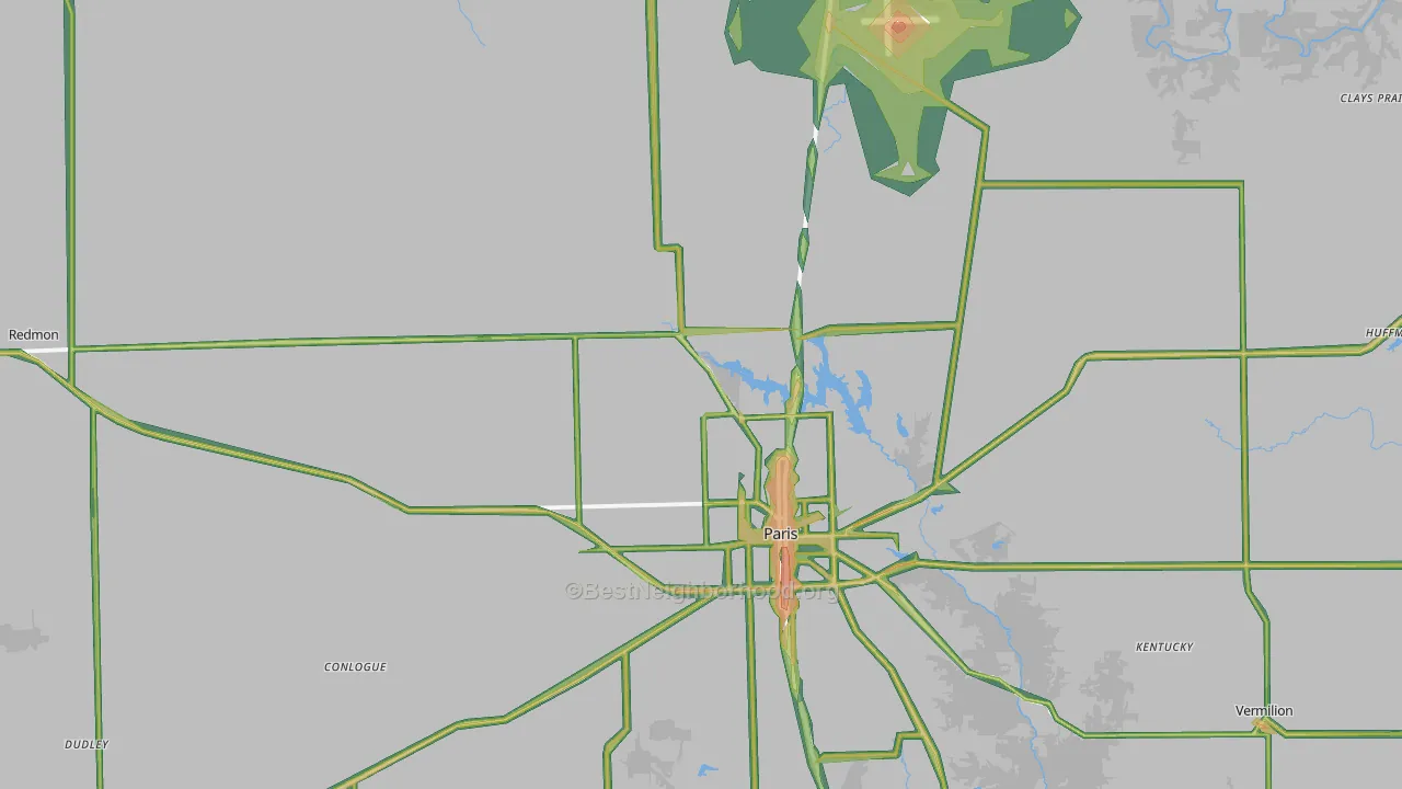Edgar County, IL Map of Noise Levels in Edgar County