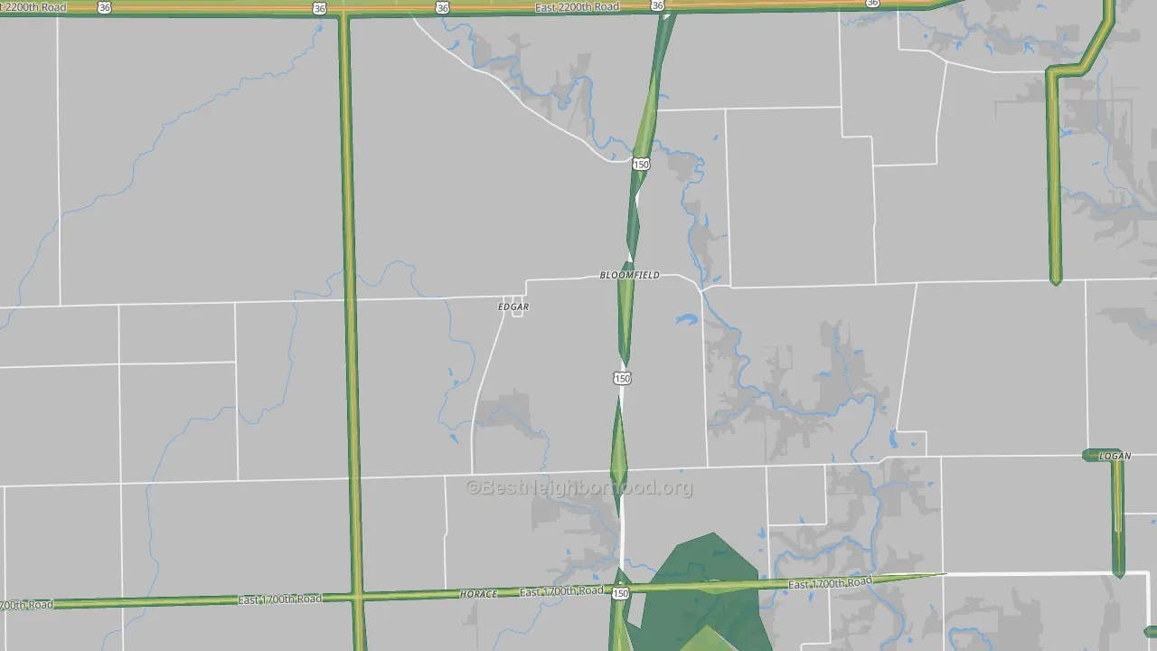 Edgar, IL Map of Noise Levels in Edgar