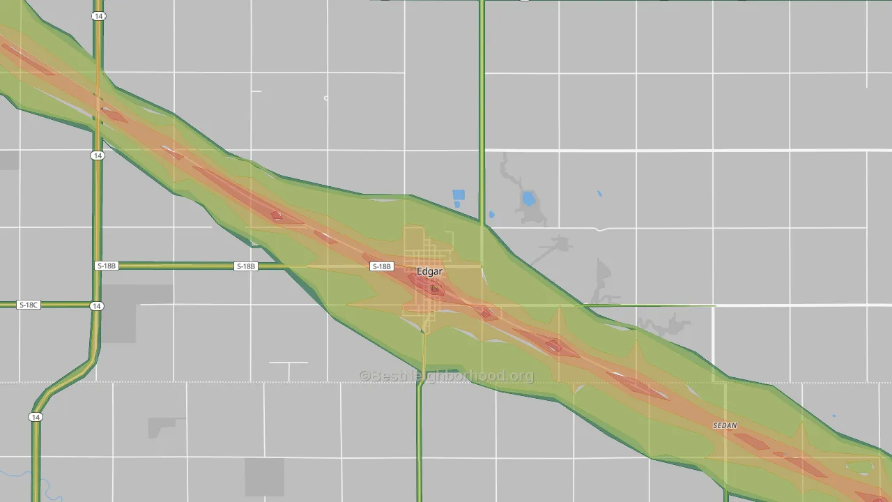 Edgar, NE Map of Noise Levels in Edgar