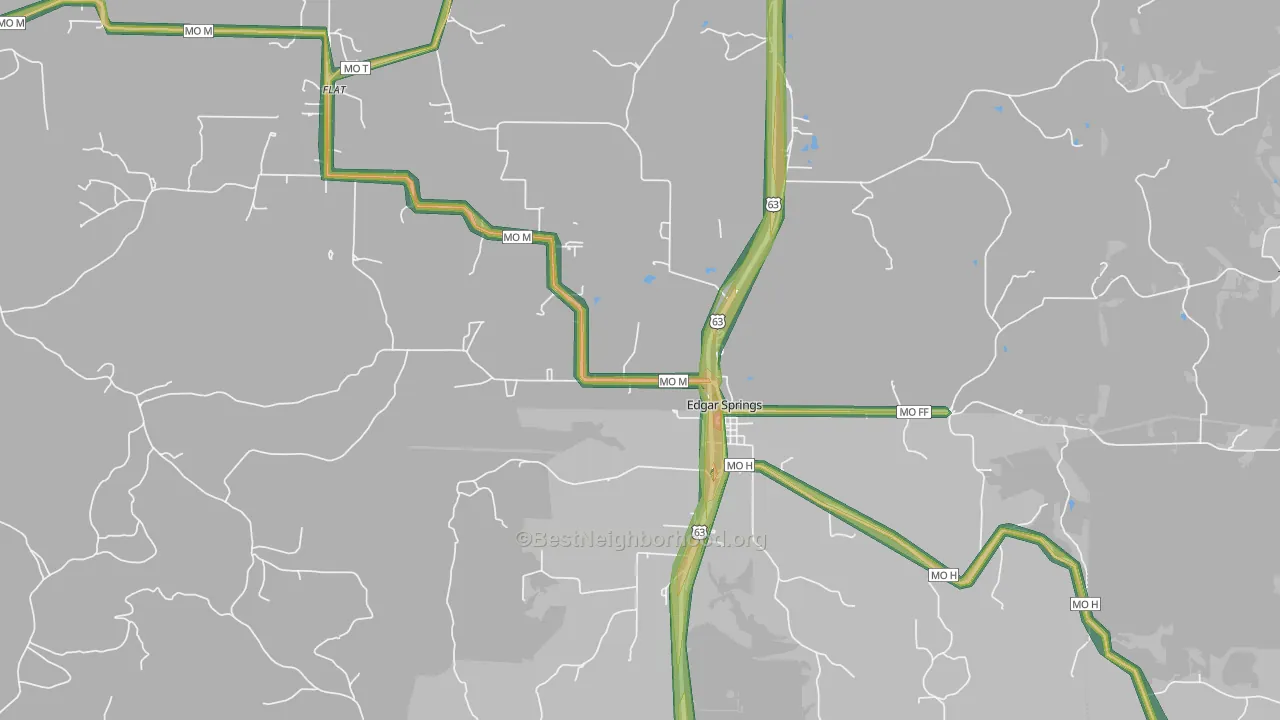 Edgar Springs, MO Map of Noise Levels in Edgar Springs