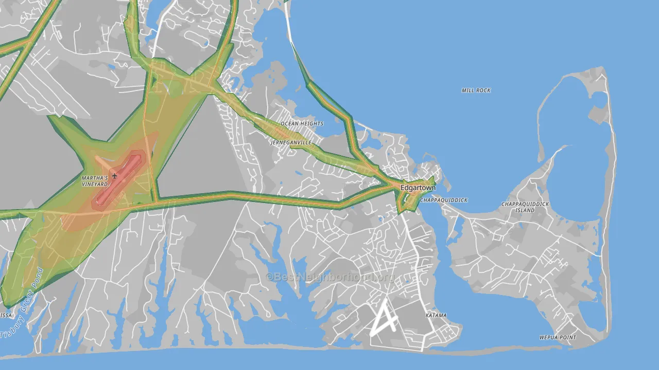 Edgartown, MA Map of Noise Levels in Edgartown