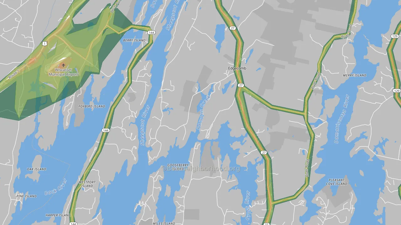 Edgecomb, ME Map of Noise Levels in Edgecomb