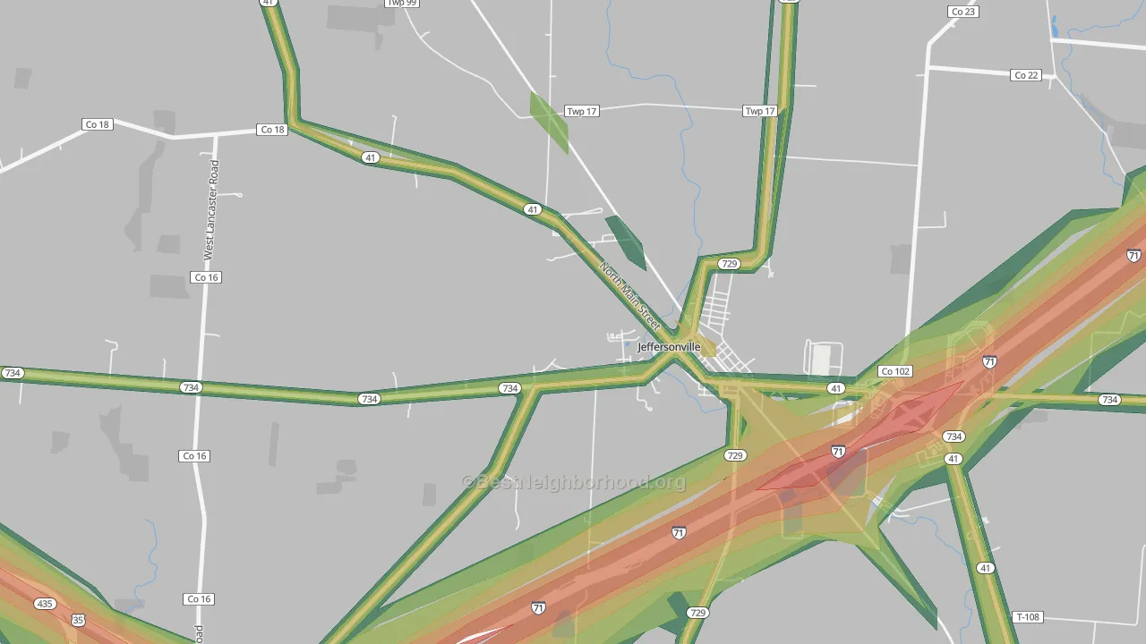 Edgefield, OH Map of Noise Levels in Edgefield