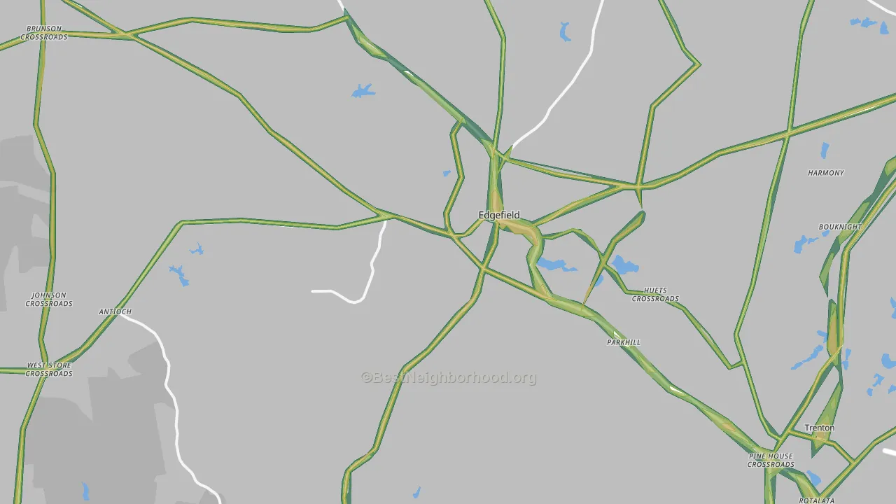 Edgefield, SC Map of Noise Levels in Edgefield