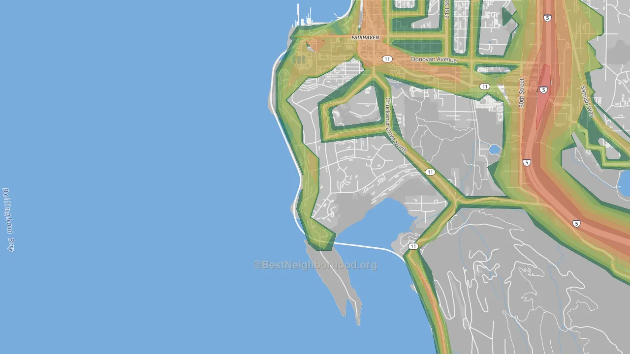 Edgemoor, WA Map of Noise Levels in Edgemoor
