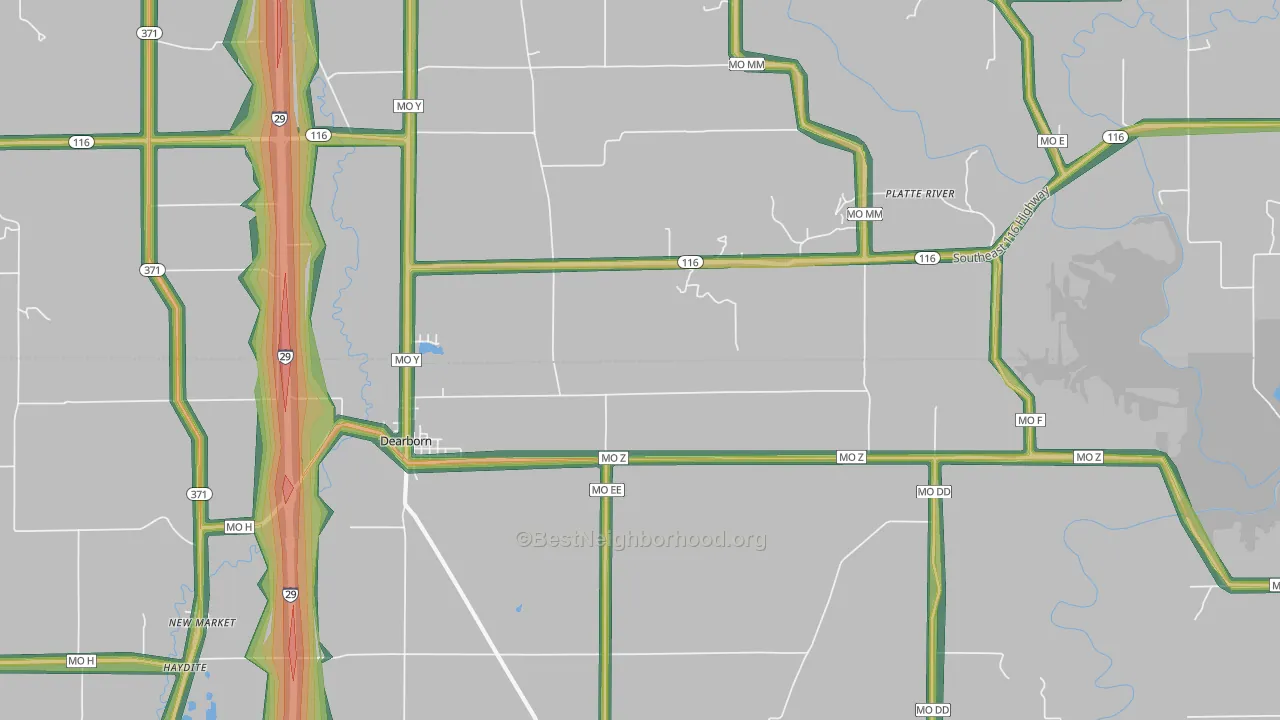 Edgerton Junction, MO Map of Noise Levels in Edgerton Junction