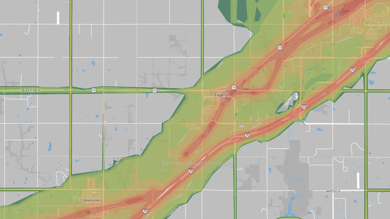 Edgerton, KS Map of Noise Levels in Edgerton
