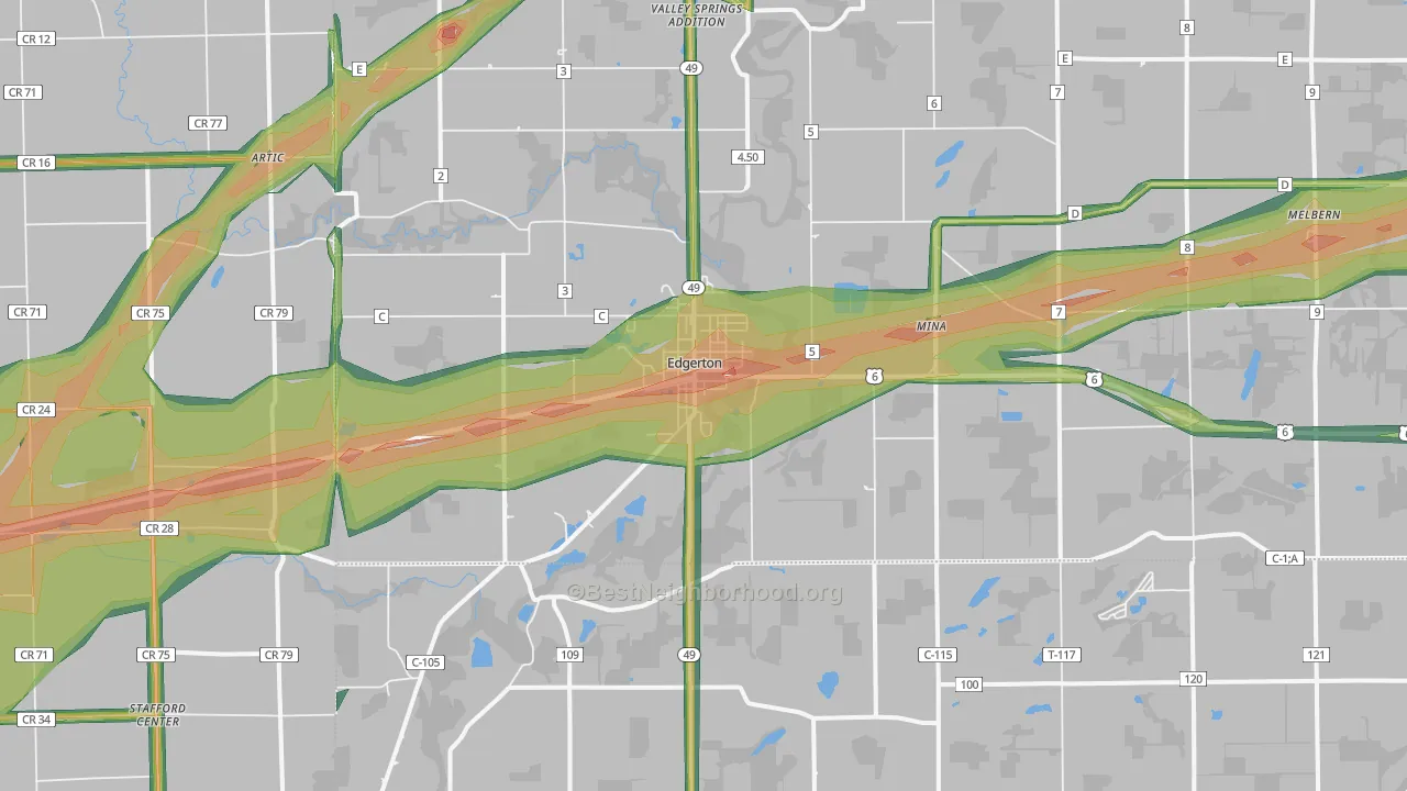 Edgerton, OH Map of Noise Levels in Edgerton