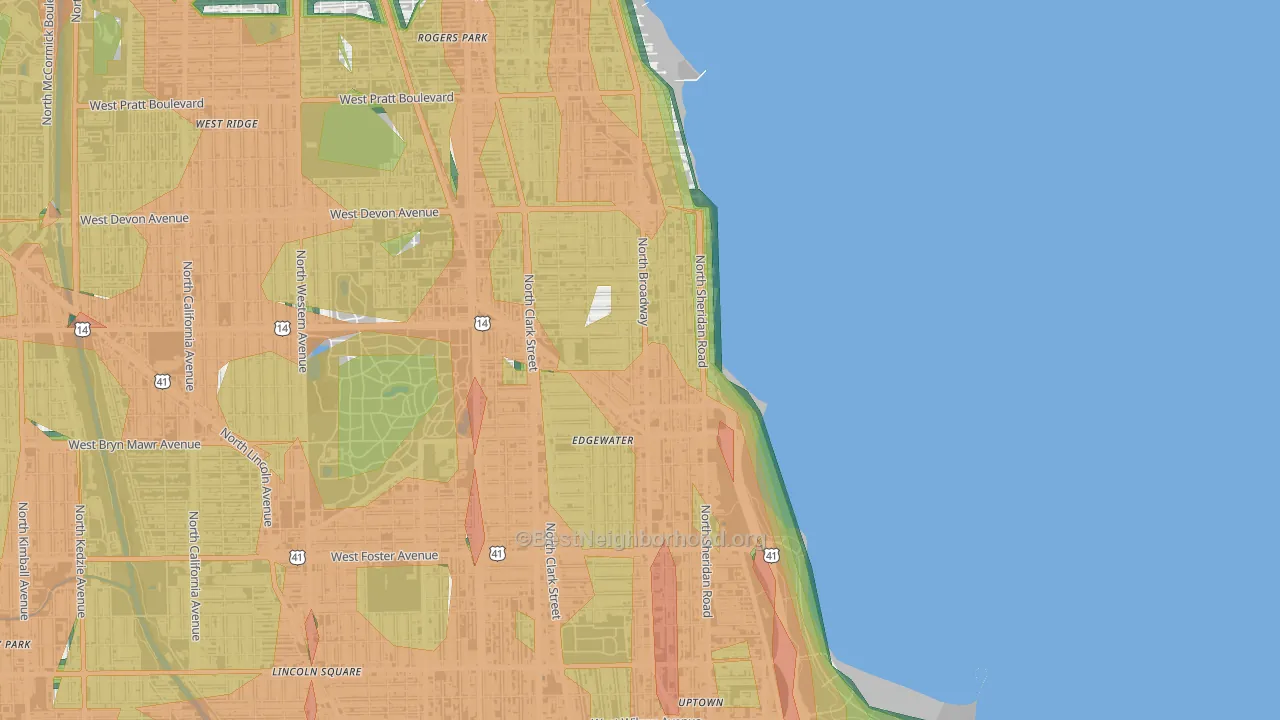 Edgewater, Chicago, IL Map of Noise Levels in Edgewater