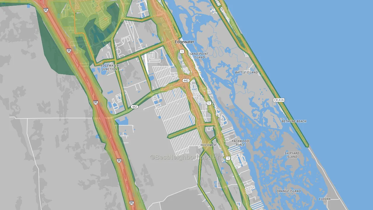 Edgewater, FL Map of Noise Levels in Edgewater