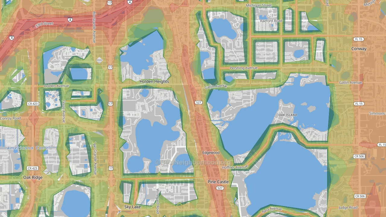 Edgewood, FL Map of Noise Levels in Edgewood