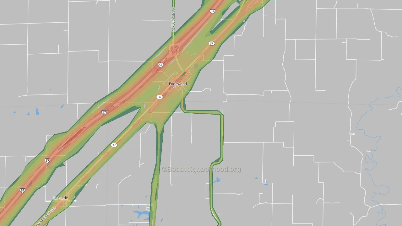 Edgewood, IL Map of Noise Levels in Edgewood