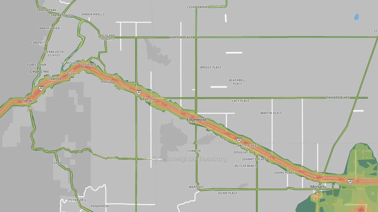 Edgewood, NM Map of Noise Levels in Edgewood