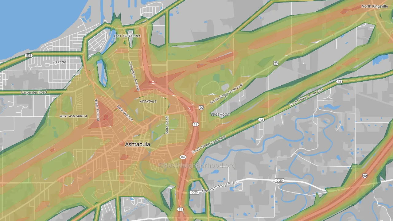 Edgewood, OH Map of Noise Levels in Edgewood