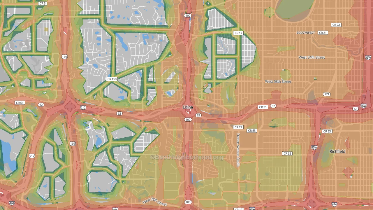 Edina, MN Map of Noise Levels in Edina
