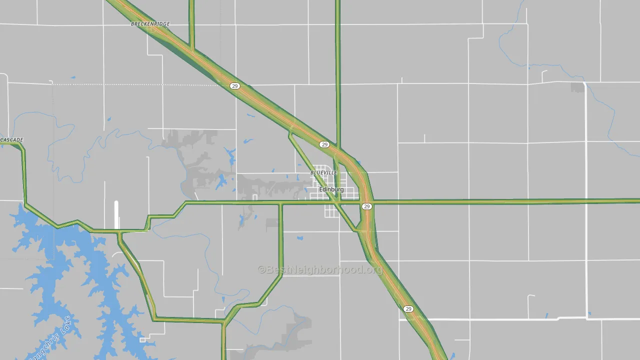 Edinburg, IL Map of Noise Levels in Edinburg