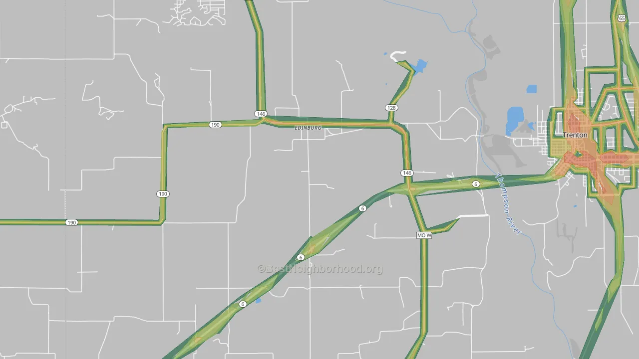 Edinburg, MO Map of Noise Levels in Edinburg