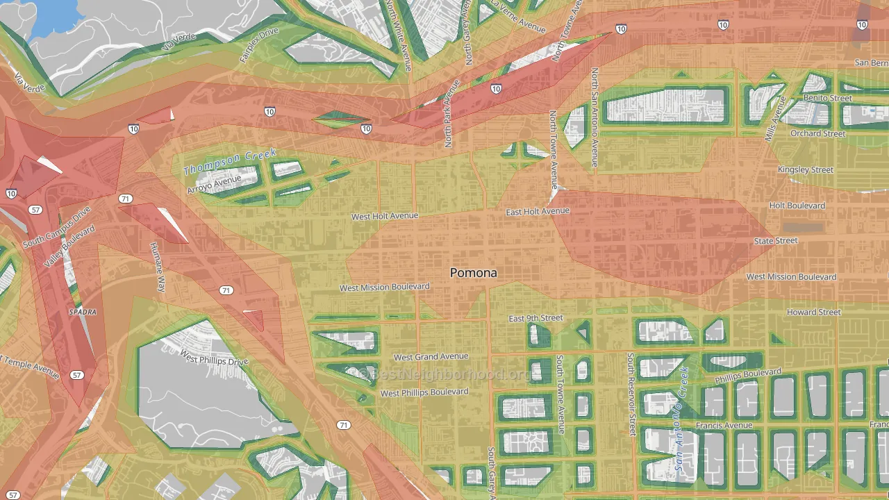 Edison Historic District, Pomona, CA Map of Noise Levels in Edison Historic District