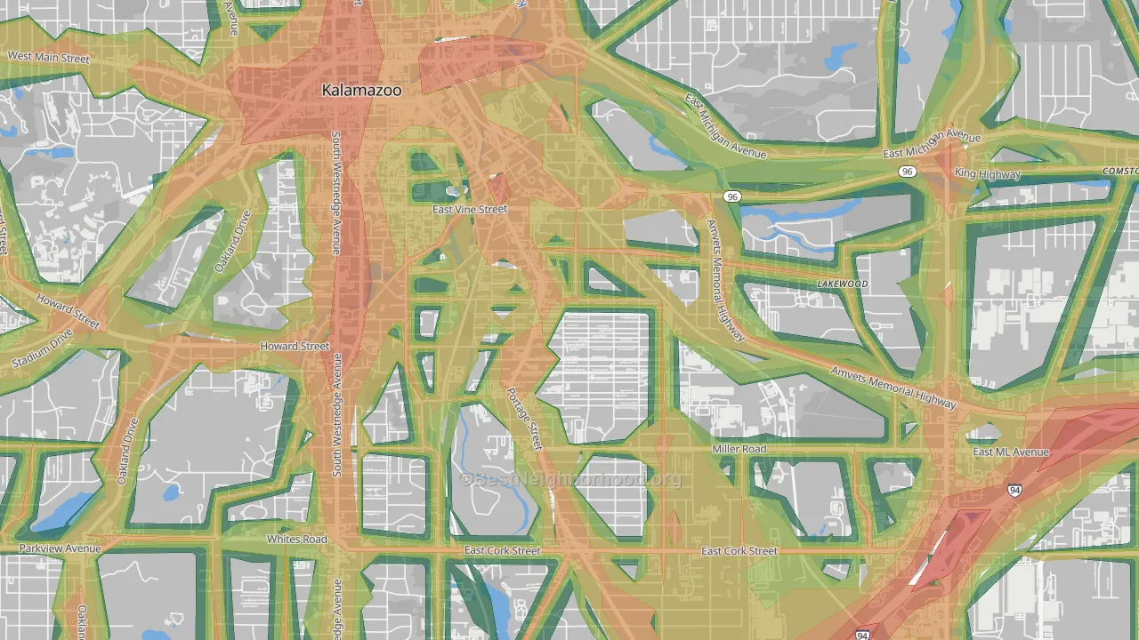 Edison, Kalamazoo, MI Map of Noise Levels in Edison