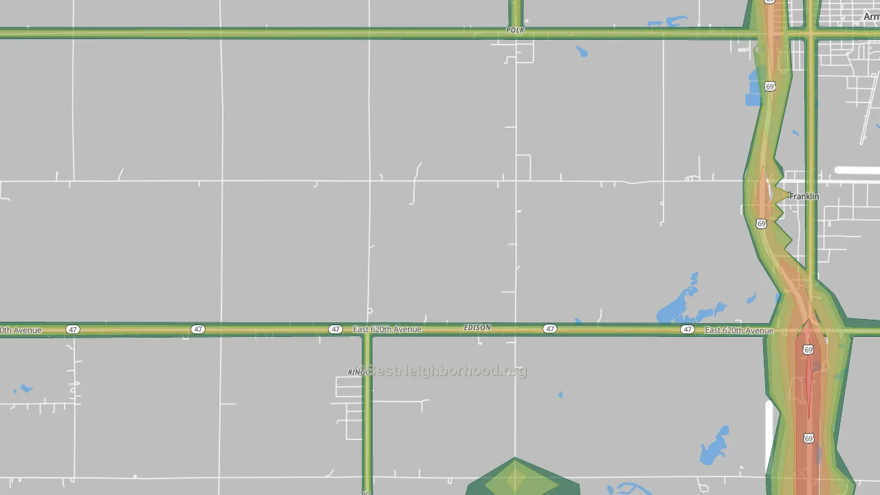 Edison, KS Map of Noise Levels in Edison
