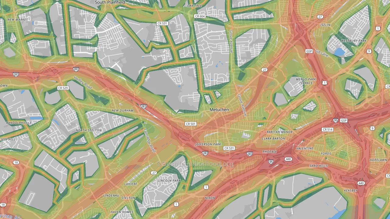 Edison, NJ Map of Noise Levels in Edison